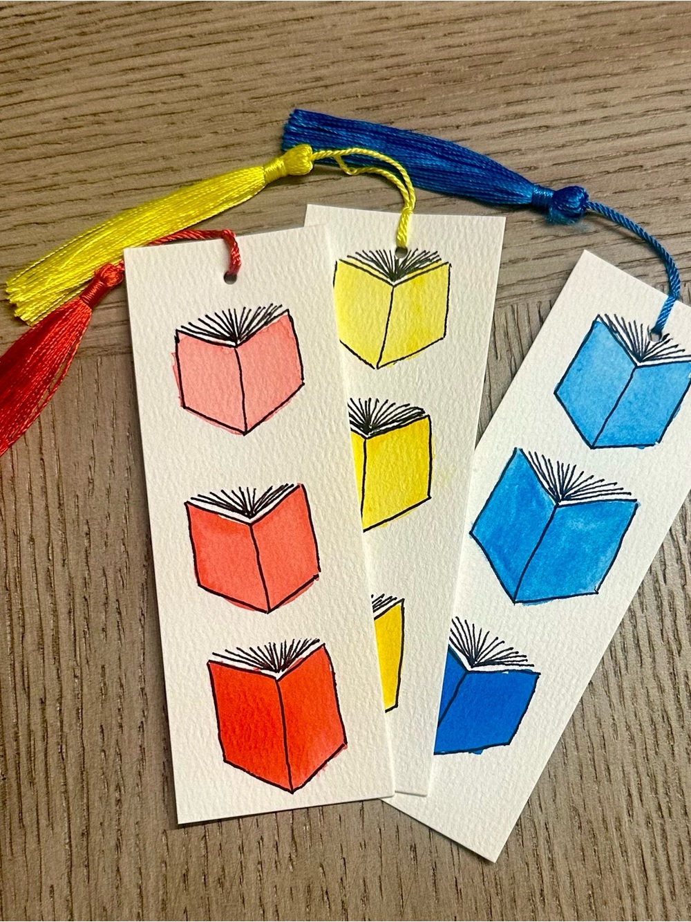 Hand Crafted Watercolor Bookmarks Set of 3